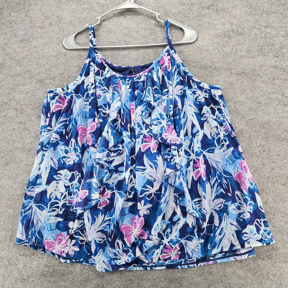 Lane Bryant Shirt Womens 18/20 Sleeveless Blue Floral